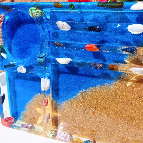 Custom Handmade Resin Beach Themed Jewelry/Trinket/Organizer/Catch all/Dump/Ring - Picture 6 of 8